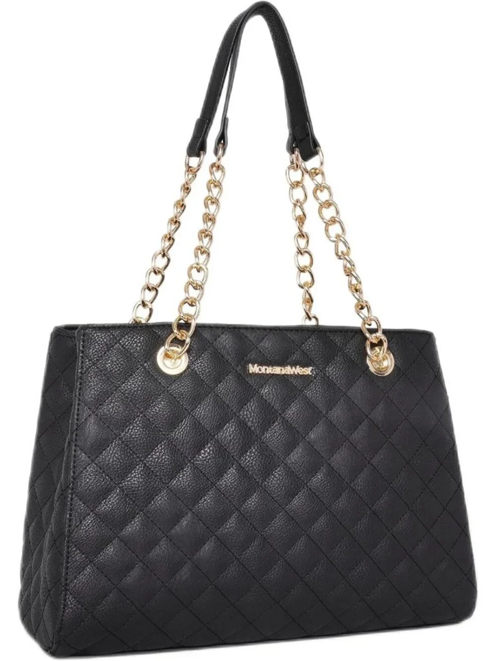 Quilted Medium Tote Bag for Women | Stylish Chain Shoulder Handbag Purse